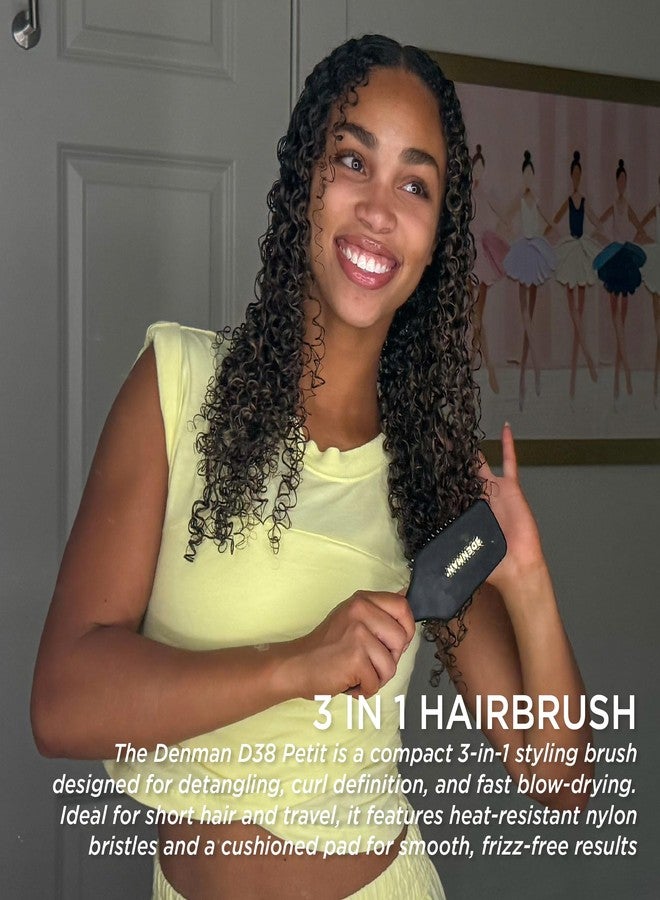 Denman Petite Detangler for Fast and Comfortable Detangling and Blow Drying D38 - Combination of D3 Styling Pins & Paddle Brush (Black) - Image 5